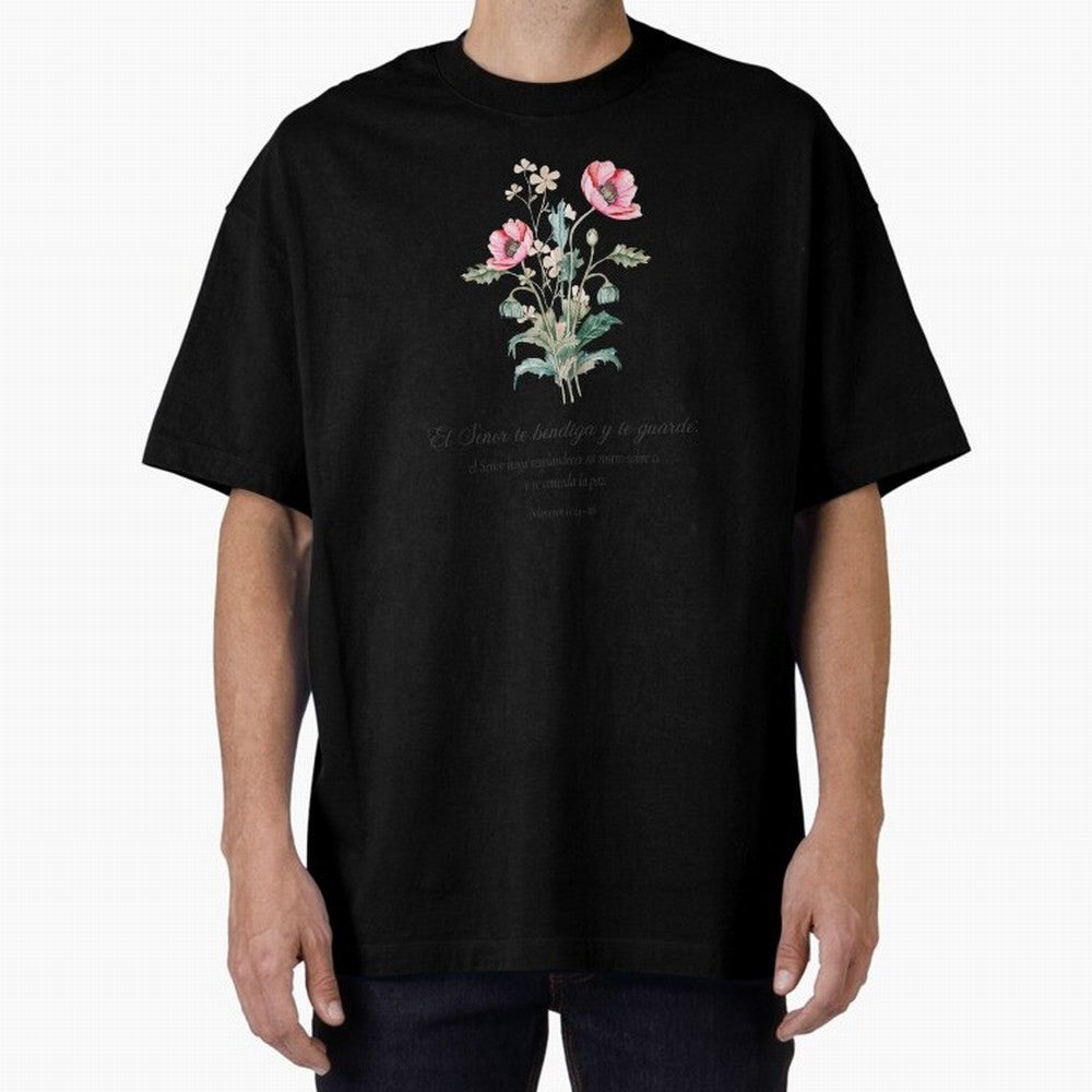 N¨²meros 6:24¨C26 ¨C El Se?or te bendiga y te guarde | Bendici¨®n B¨ªblica Floral | Regalo Cristiano Oversized T-Shirt Show Match Day Excitement for the FIFA World Cup 2026 Group Stage Journey through Mbappe Highlights, Brazil, Portugal and