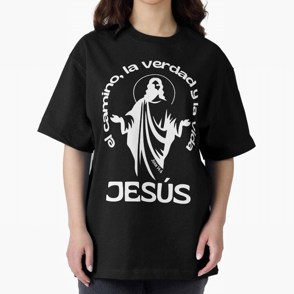 JES¨²S - el camino, la verdad y la vida Oversized T-Shirt Represent the Passion of FIFA World Cup 2026 Group Stage with CR7 and Messi, Brazil, Portugal and Argentina Energy, Global Supporter Spirit, Legendary Goals, National Colors and Tournament