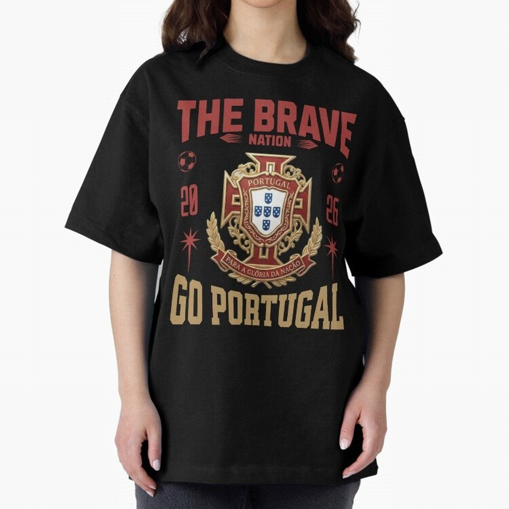 Portugal Soccer 2026 The Brave Nation Vintage Football Fan Design Oversized T-Shirt Make Game Day About FIFA World Cup 2026 Group Stage Centered on Mbappe and Neymar, Spain Energy, Football Passion, Legendary Performances, Festival Vibes and