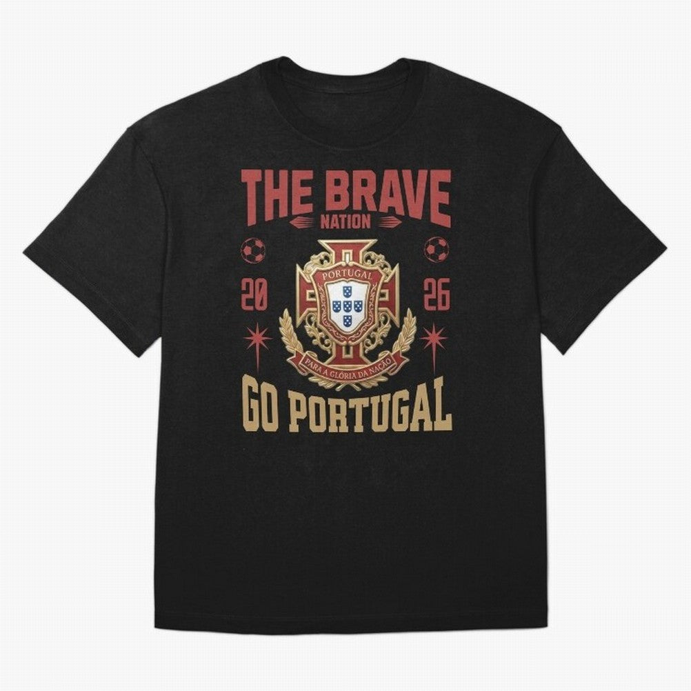 Portugal Soccer 2026 The Brave Nation Vintage Football Fan Design Oversized T-Shirt Make Game Day About FIFA World Cup 2026 Group Stage Centered on Mbappe and Neymar, Spain Energy, Football Passion, Legendary Performances, Festival Vibes and