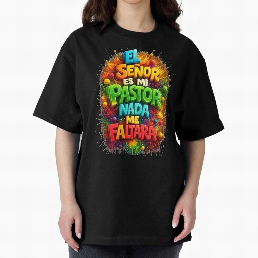 Modern 3D Psalm 23 Spanish Christian Art - El Se?or es mi Pastor Oversized T-Shirt Celebrate Classic Football Spirit in Global Football Passion for FIFA World Cup 2026 Group Stage, Connected to Messi, Neymar and Mbappe, Argentina and Brazil, Global