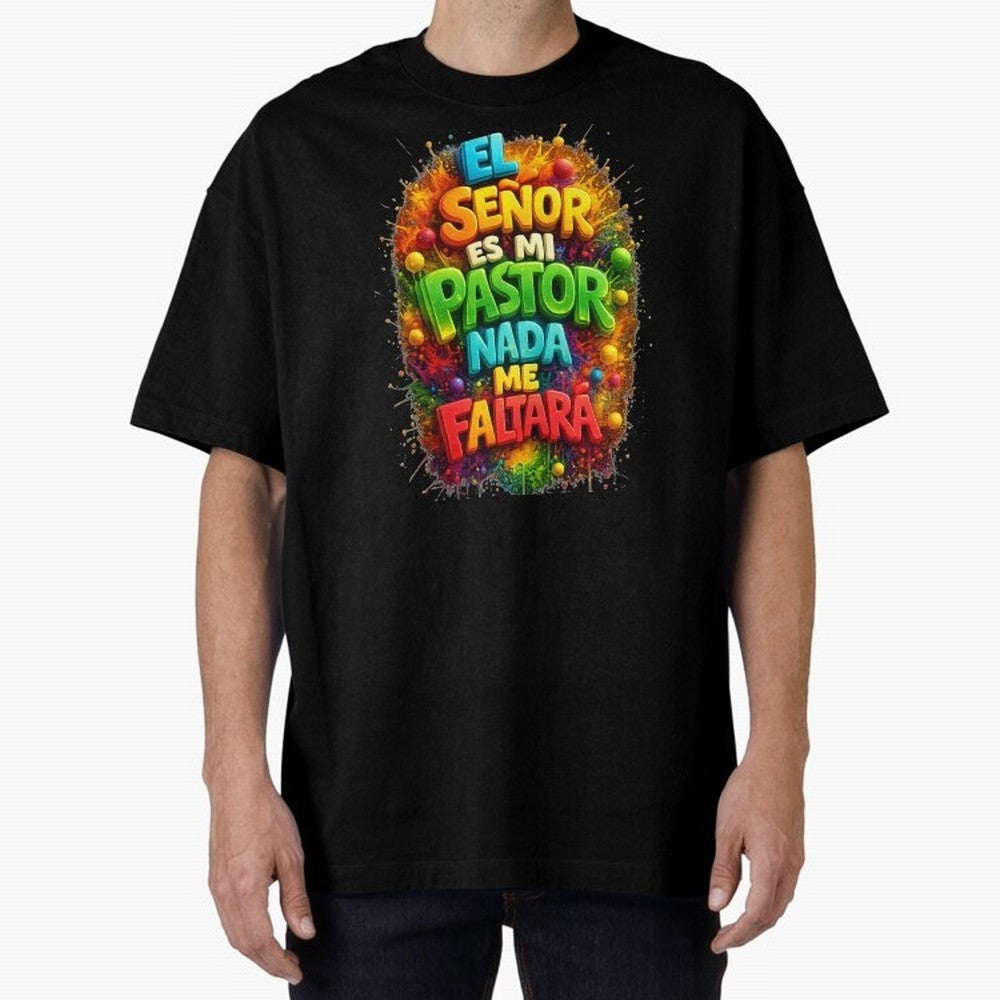 Modern 3D Psalm 23 Spanish Christian Art - El Se?or es mi Pastor Oversized T-Shirt Celebrate Classic Football Spirit in Global Football Passion for FIFA World Cup 2026 Group Stage, Connected to Messi, Neymar and Mbappe, Argentina and Brazil, Global