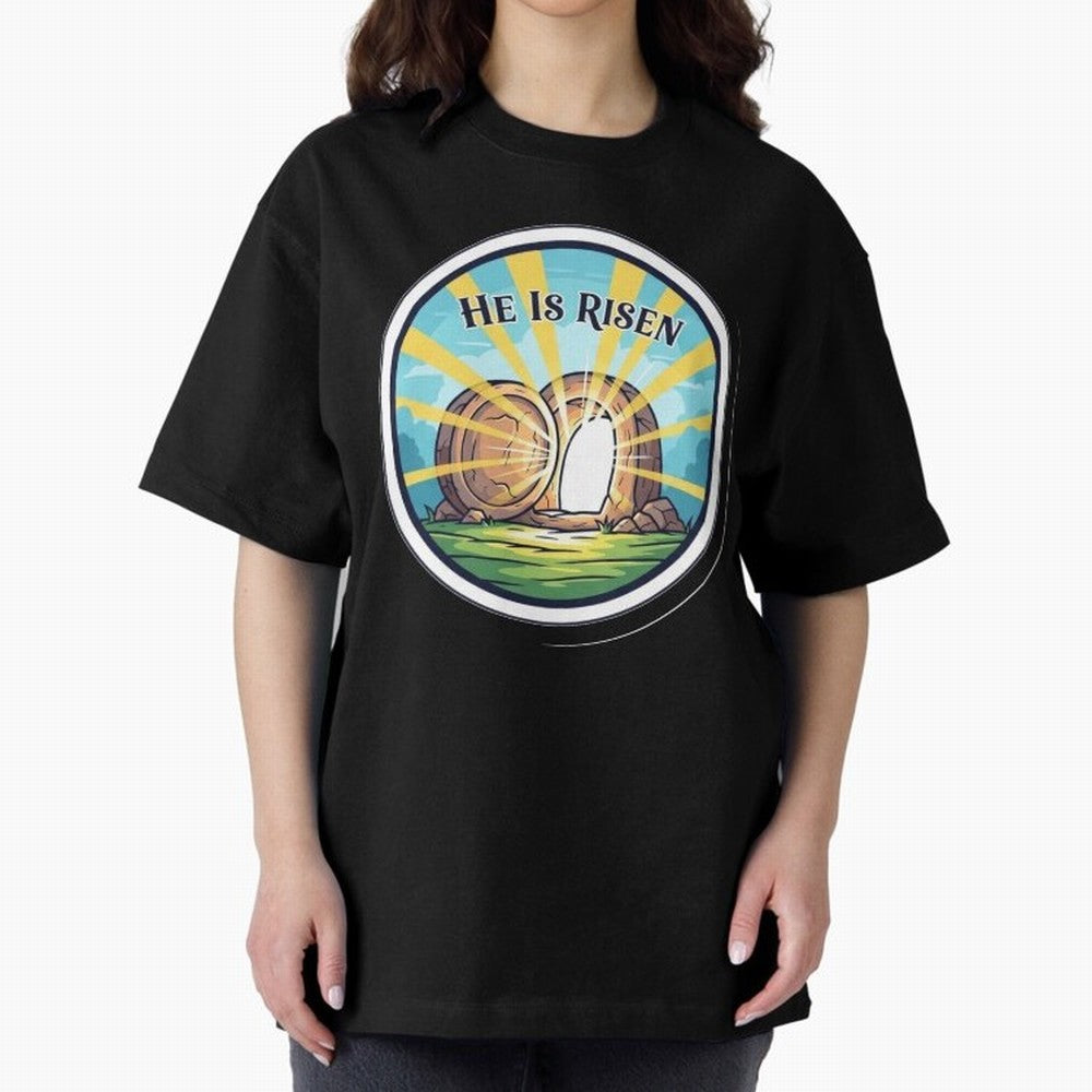 He Is Risen Indeed Easter Faith Sticker Oversized T-Shirt Bring Bold Fan Energy to Global Football Passion for FIFA World Cup 2026 USA Canada Mexico, Made for Haaland, England, Football Passion, Legendary Performances, Festival Vibes and Supporter