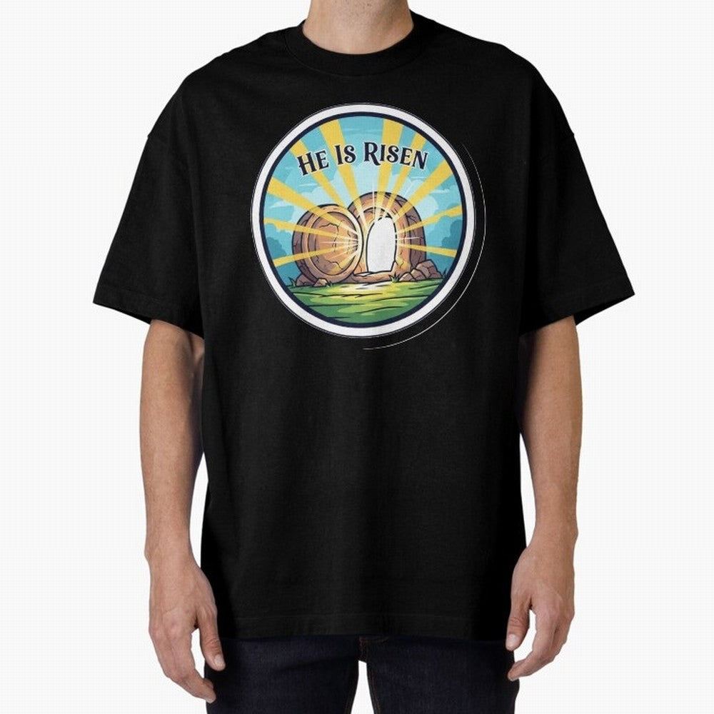 He Is Risen Indeed Easter Faith Sticker Oversized T-Shirt Bring Bold Fan Energy to Global Football Passion for FIFA World Cup 2026 USA Canada Mexico, Made for Haaland, England, Football Passion, Legendary Performances, Festival Vibes and Supporter