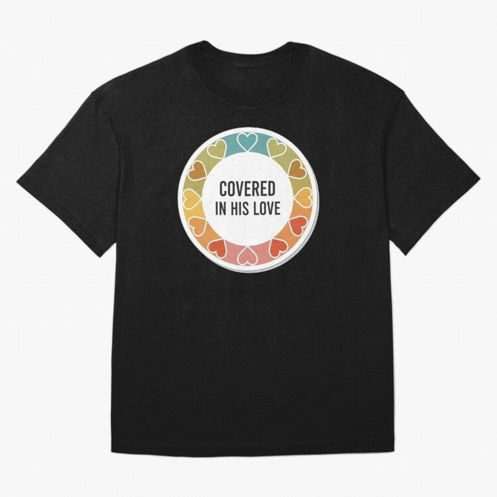 Covered in His Love Christian Encouragement Sticker Oversized T-Shirt Support FIFA World Cup 2026 Group Stage for Fans of Messi and Cristiano Ronaldo and Brazil, Bringing Championship Spirit, Famous Goals, Roaring Crowds and International Football