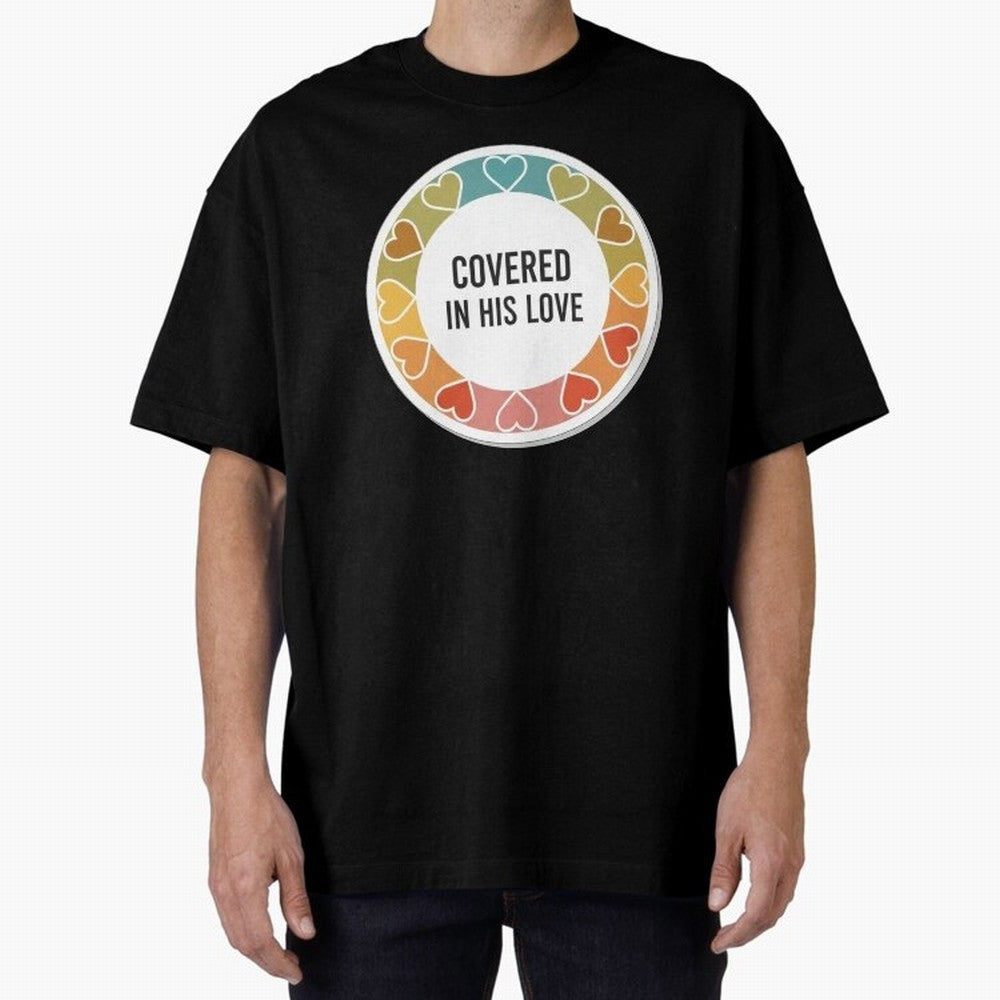 Covered in His Love Christian Encouragement Sticker Oversized T-Shirt Support FIFA World Cup 2026 Group Stage for Fans of Messi and Cristiano Ronaldo and Brazil, Bringing Championship Spirit, Famous Goals, Roaring Crowds and International Football
