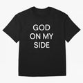 God On My Side - Minimalist Christian Outline Typography Oversized T-Shirt Stand Out with Spirit from Global Football Passion for FIFA World Cup 2026 USA Canada Mexico, Capturing Mbappe and Neymar, France and Portugal, Game Day Rituals, Football