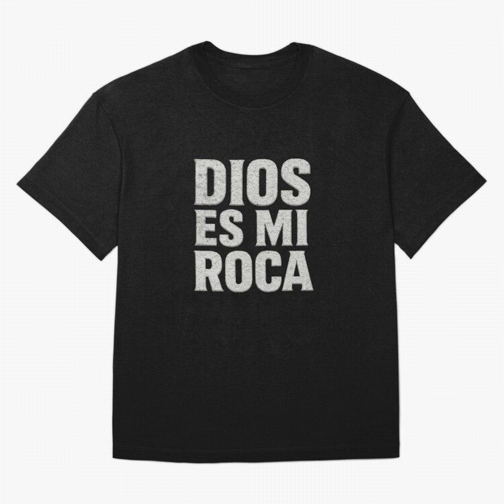 DIOS ES MI ROCA - White Stone Typography - Christian Oversized T-Shirt Join the Countdown to FIFA World Cup 2026 USA Canada Mexico for Fans of CR7 and Brazil, Bringing Vintage Soccer Flavor, Modern Football Stars, National Flags and Final Night