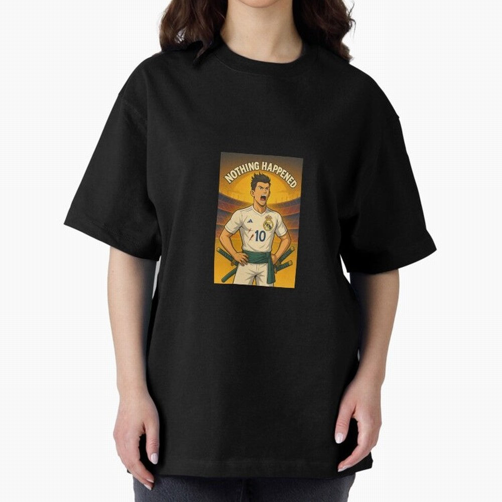 Cristiano Zoro Nothing Happened Oversized T-Shirt Show Passion for the Stars of FIFA World Cup 2026 Group Stage for Fans of Neymar and France, Bringing Champion Mindset, Group Stage Buzz, Knockout Tension and Passionate Fan Culture; Perfect for