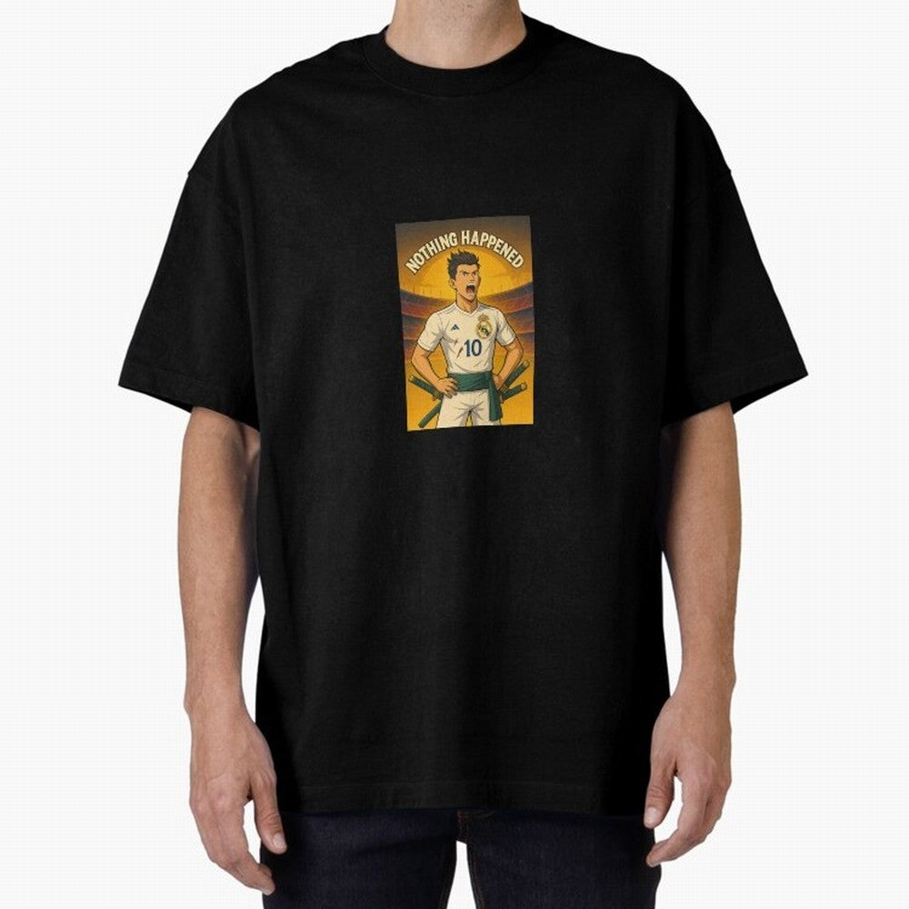 Cristiano Zoro Nothing Happened Oversized T-Shirt Show Passion for the Stars of FIFA World Cup 2026 Group Stage for Fans of Neymar and France, Bringing Champion Mindset, Group Stage Buzz, Knockout Tension and Passionate Fan Culture; Perfect for