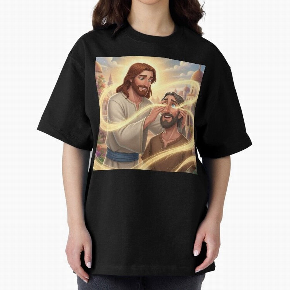 Jesus cure the blind Oversized T-Shirt Share Global Football Passion for FIFA World Cup 2026, Highlighting Cristiano Ronaldo, Netherlands, Football Festival Excitement, Trophy Ambitions, Country Rivalries and Star Player Buzz; Perfect for Fans,
