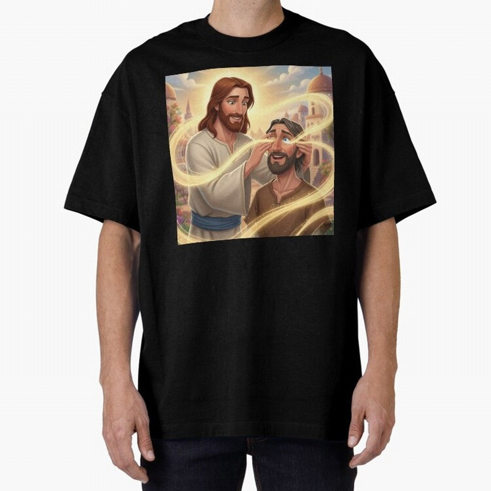 Jesus cure the blind Oversized T-Shirt Share Global Football Passion for FIFA World Cup 2026, Highlighting Cristiano Ronaldo, Netherlands, Football Festival Excitement, Trophy Ambitions, Country Rivalries and Star Player Buzz; Perfect for Fans,