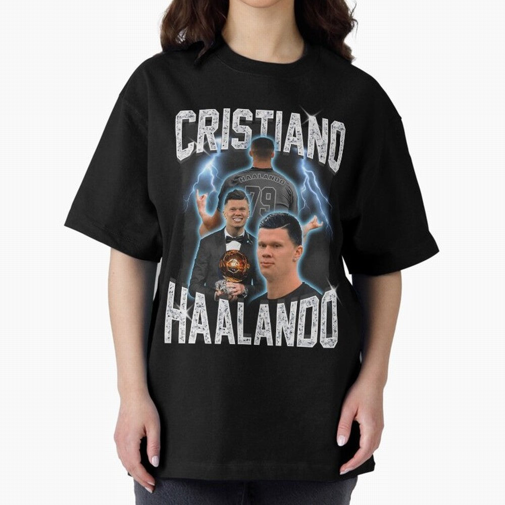 Cristiano Haalando Lightning Poster For Football Fans and Gift For Sports Lovers Oversized T-Shirt Bring Global Football Passion for FIFA World Cup 2026 Group Stage, Connected to CR7 and Messi, Argentina and Brazil, Match Day Excitement, Supporter