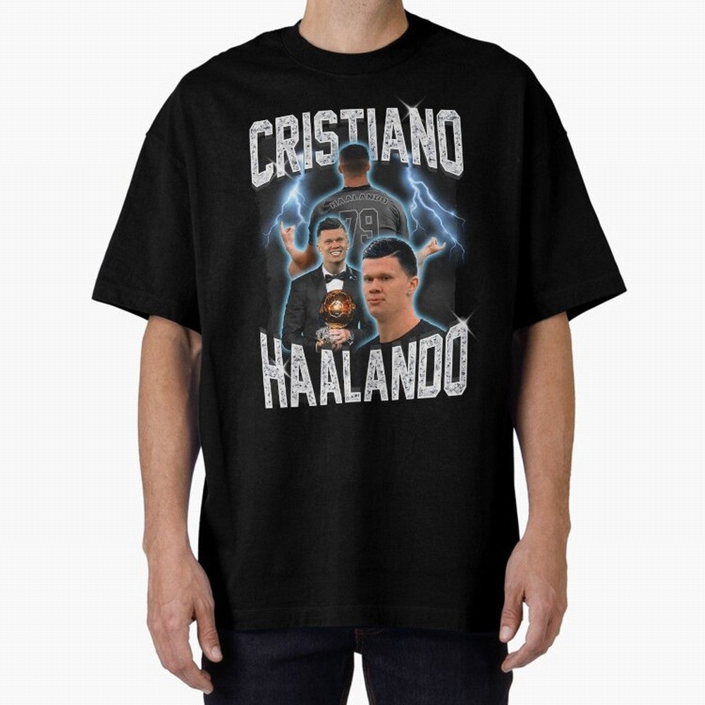 Cristiano Haalando Lightning Poster For Football Fans and Gift For Sports Lovers Oversized T-Shirt Bring Global Football Passion for FIFA World Cup 2026 Group Stage, Connected to CR7 and Messi, Argentina and Brazil, Match Day Excitement, Supporter