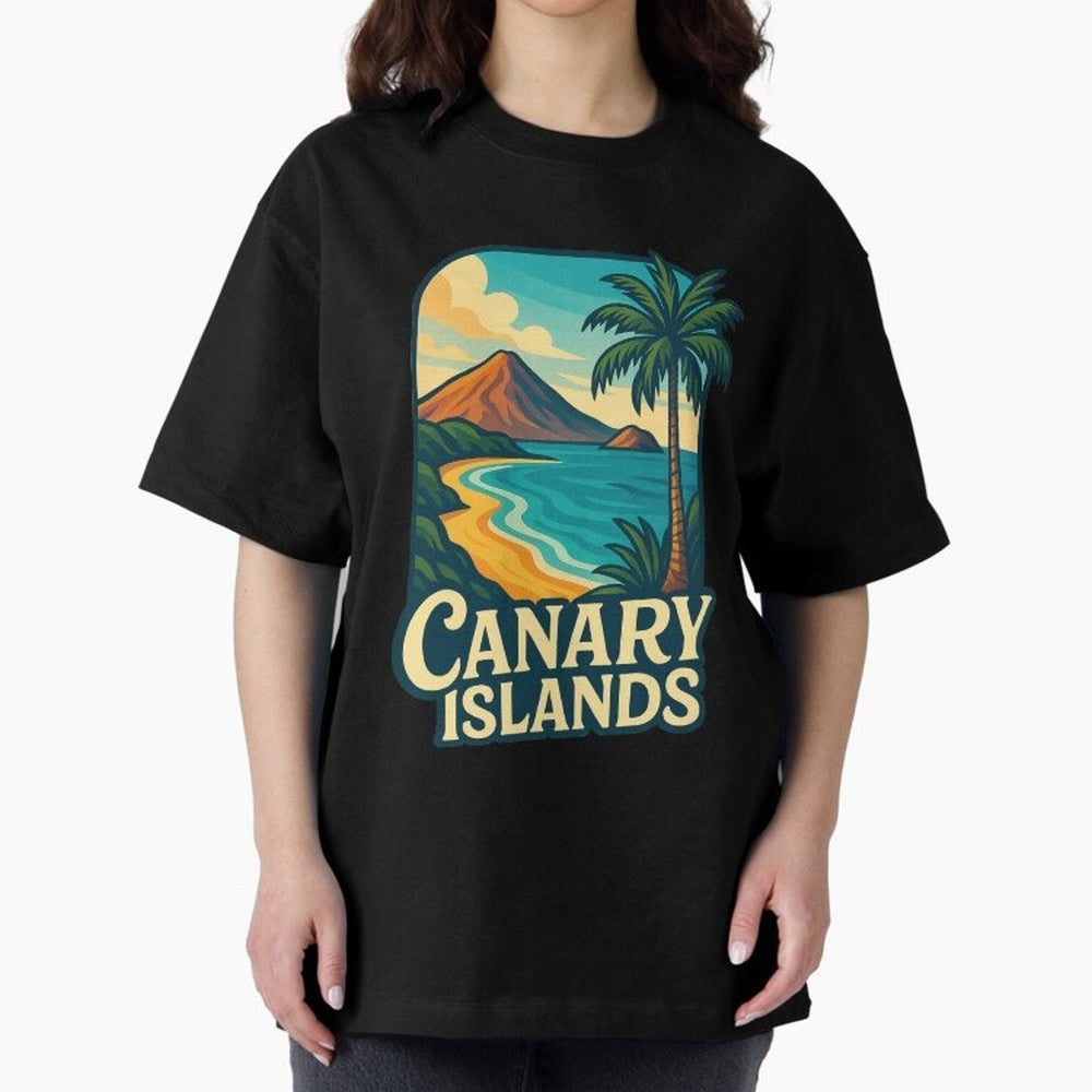 Tropical Shoreline of the Canary Islands Spain Oversized T-Shirt Enjoy the Biggest Football Party of FIFA World Cup 2026 Spirit, Built around Spain, CR7, Classic Soccer Heritage, Championship Pressure, Fan Loyalty and International Pride; Perfect