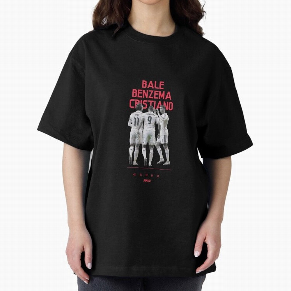 Real Madrid | Bale Benzema Cristiano Oversized T-Shirt Enjoy FIFA World Cup 2026 Group Stage for Fans of Neymar and Brazil, Portugal and Argentina, Bringing Vintage Soccer Flavor, Modern Football Stars, National Flags and Final Night Emotion;