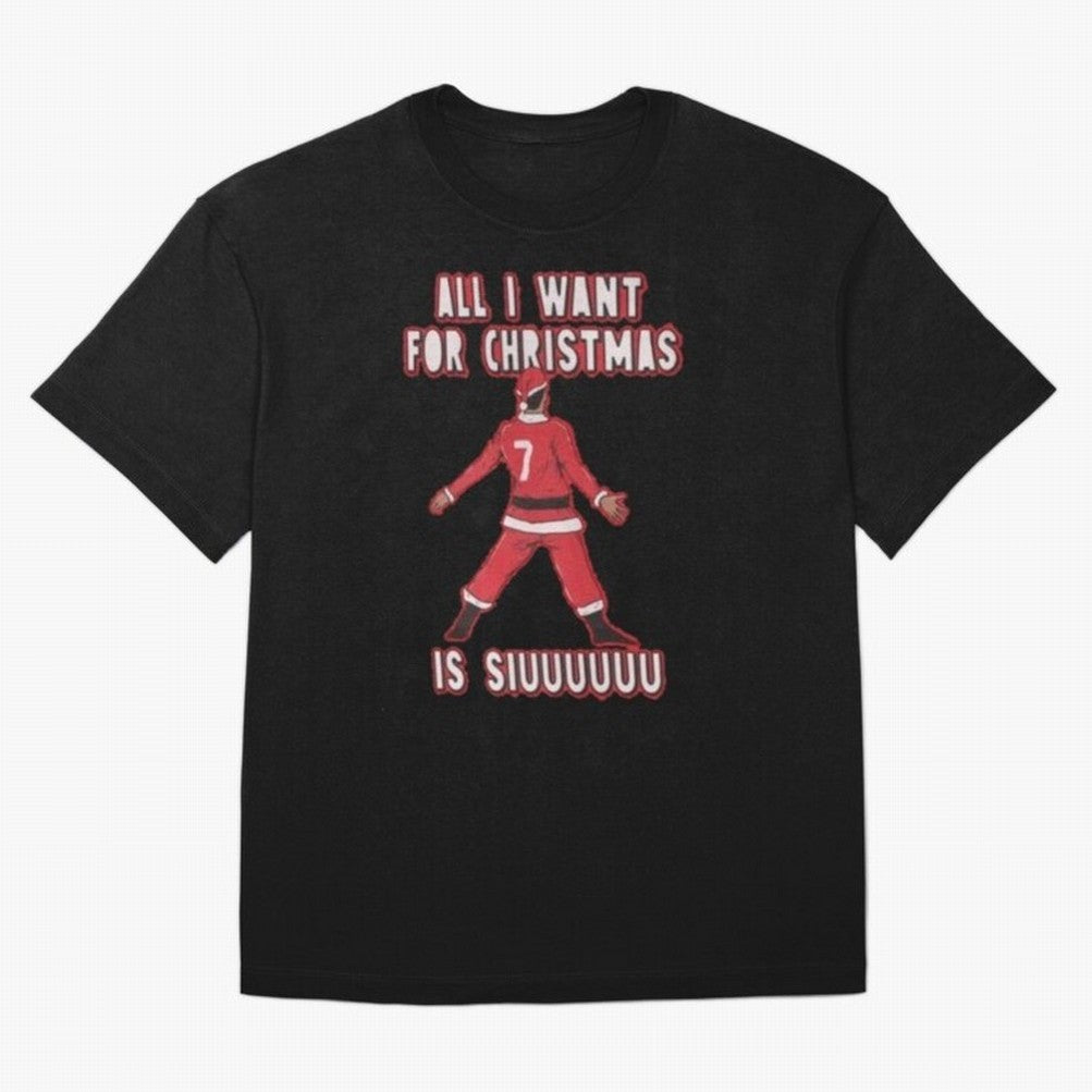 All I Want For Christmas Is Siuuu (3) Oversized T-Shirt Honor Football Greatness during the FIFA World Cup 2026 Journey through CR7 and Messi Highlights, Portugal Pride, Championship Spirit, Famous Goals, Roaring Crowds and International Football