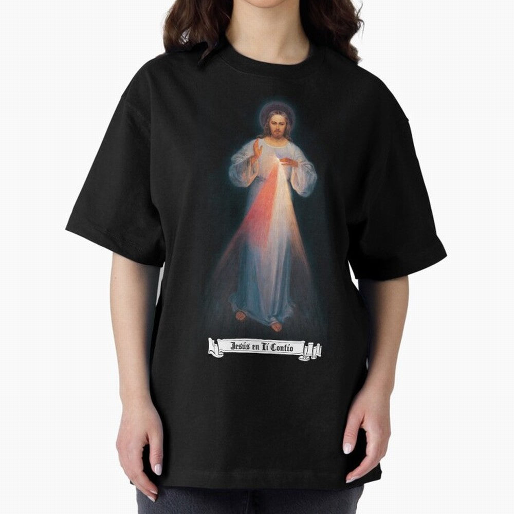 Imagen de la Divina Misericordia, JES¨²S EN T¨ª CONF¨ªO regalos cat¨®licos y cristianos, Oversized T-Shirt Follow the Final Road of Match Day Hype around FIFA World Cup 2026 USA Canada Mexico, Messi and Cristiano Ronaldo, France, Worldwide Fan