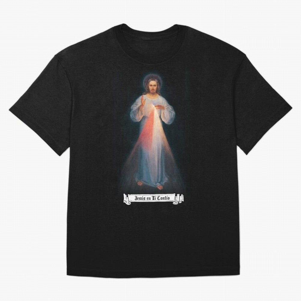 Imagen de la Divina Misericordia, JES¨²S EN T¨ª CONF¨ªO regalos cat¨®licos y cristianos, Oversized T-Shirt Follow the Final Road of Match Day Hype around FIFA World Cup 2026 USA Canada Mexico, Messi and Cristiano Ronaldo, France, Worldwide Fan