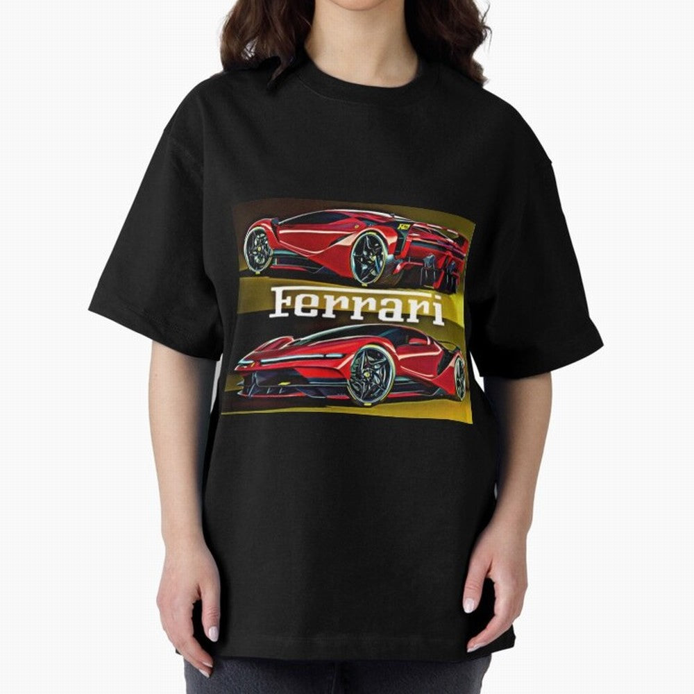Ferarri F Concept Oversized T-Shirt Join the Countdown to the FIFA World Cup 2026 Journey through Mbappe and Neymar Highlights, France and Portugal Pride, Sports Nostalgia, International Competition, Famous Players and Unforgettable Victories;