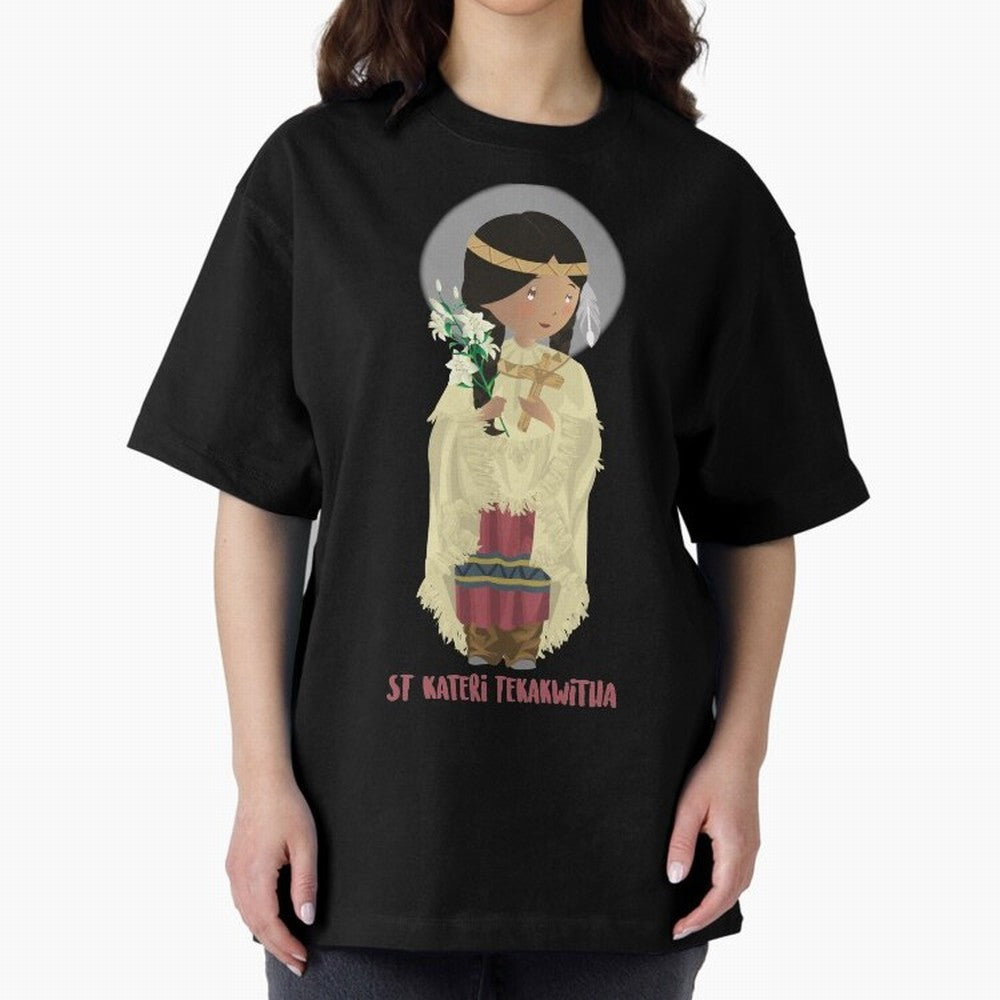 Saint Kateri Tekakwitha Oversized T-Shirt Support Your Favorite Stars during Global Football Passion for FIFA World Cup 2026 Group Stage, Built around Messi and Cristiano Ronaldo, Spain, Football History, Final Match Energy, Crowd Noise and Once in