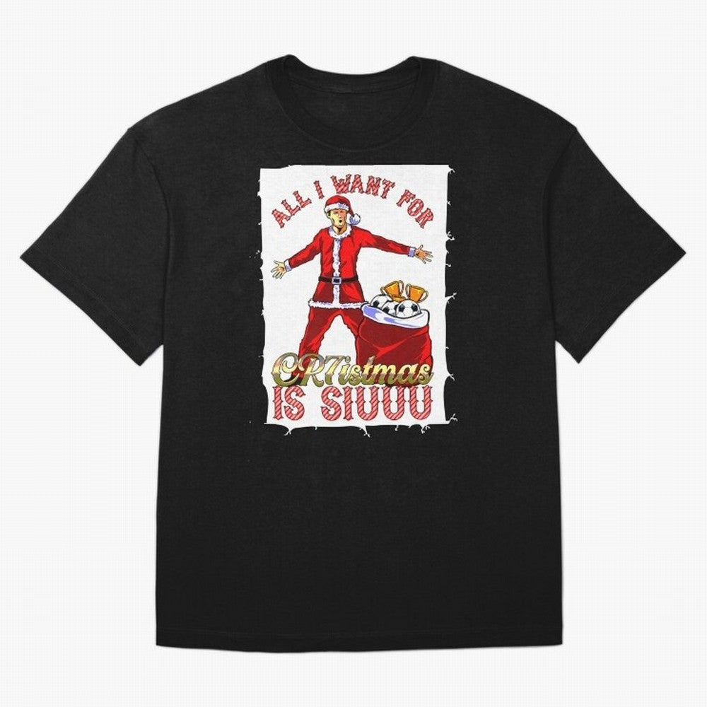 all i want for christmas is siu Oversized T-Shirt Capture FIFA World Cup 2026 Celebrating Neymar, Haaland and Cristiano Ronaldo, France and Portugal Energy, Match Day Excitement, Supporter Culture, Golden Goals and Global Football Passion; Perfect