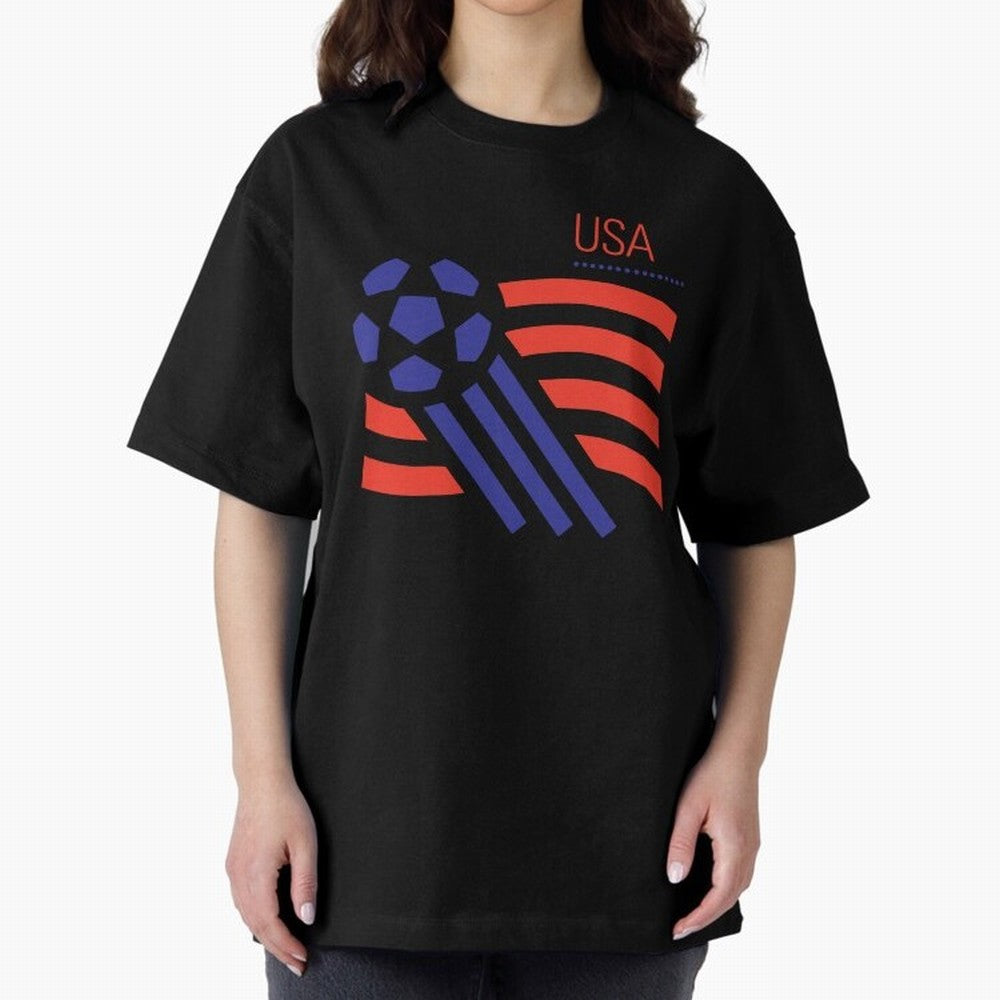 World USA 94 Oversized T-Shirt Bring International Match Energy to Global Football Passion for FIFA World Cup 2026 Group Stage, Driven by Messi, CR7 and Mbappe, Brazil, Global Supporter Spirit, Legendary Goals, National Colors and Tournament