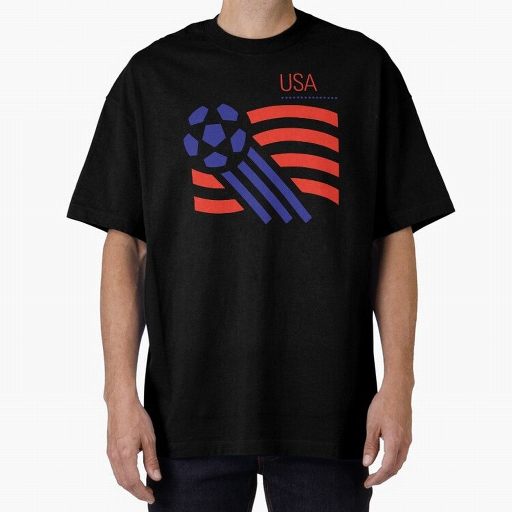 World USA 94 Oversized T-Shirt Bring International Match Energy to Global Football Passion for FIFA World Cup 2026 Group Stage, Driven by Messi, CR7 and Mbappe, Brazil, Global Supporter Spirit, Legendary Goals, National Colors and Tournament