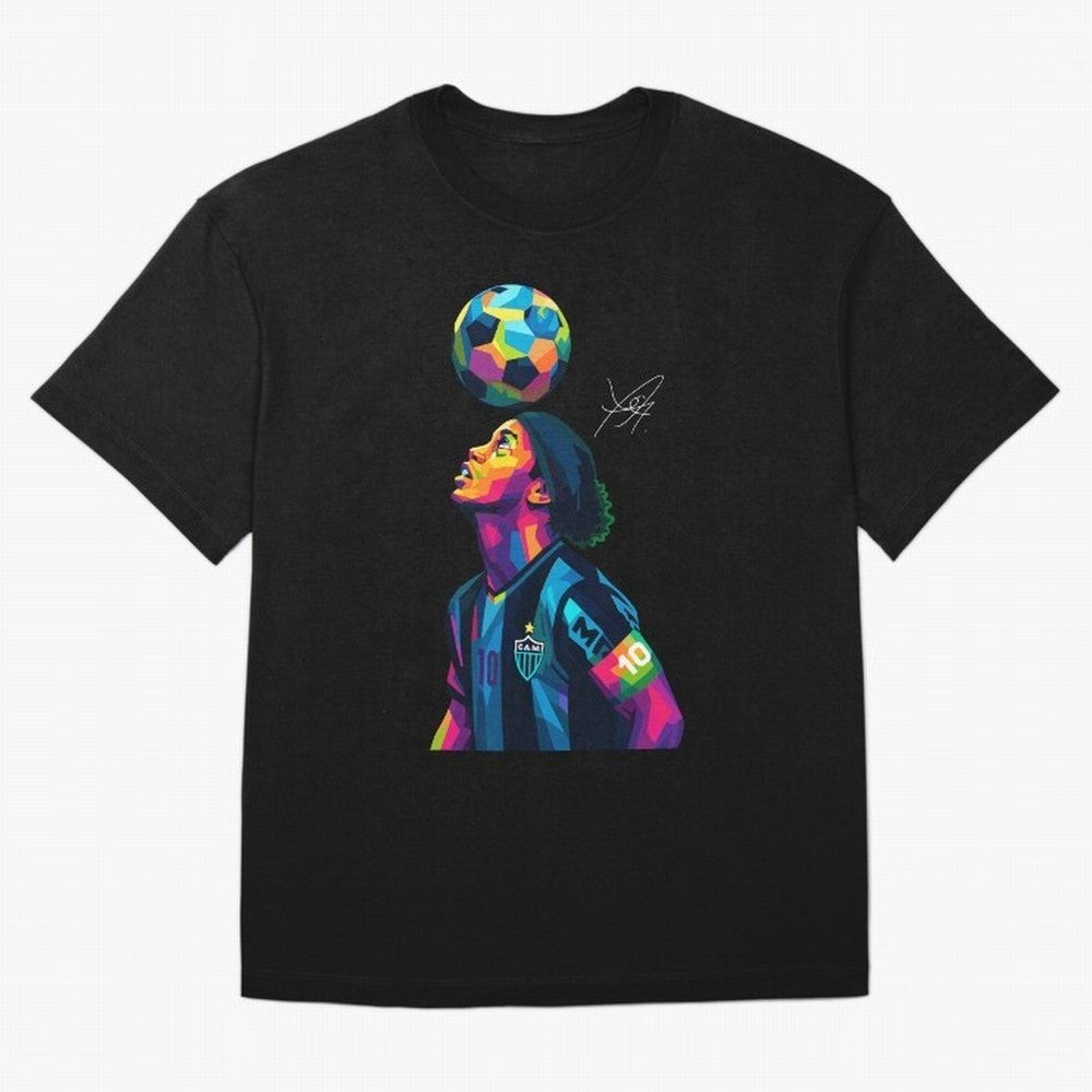 Ronaldinho Wpap Art Oversized T-Shirt Stand with Match Day Hype around FIFA World Cup 2026 Group Stage, Neymar, Haaland and Cristiano Ronaldo, France and Portugal, Champion Mindset, Group Stage Buzz, Knockout Tension and Passionate Fan Culture;