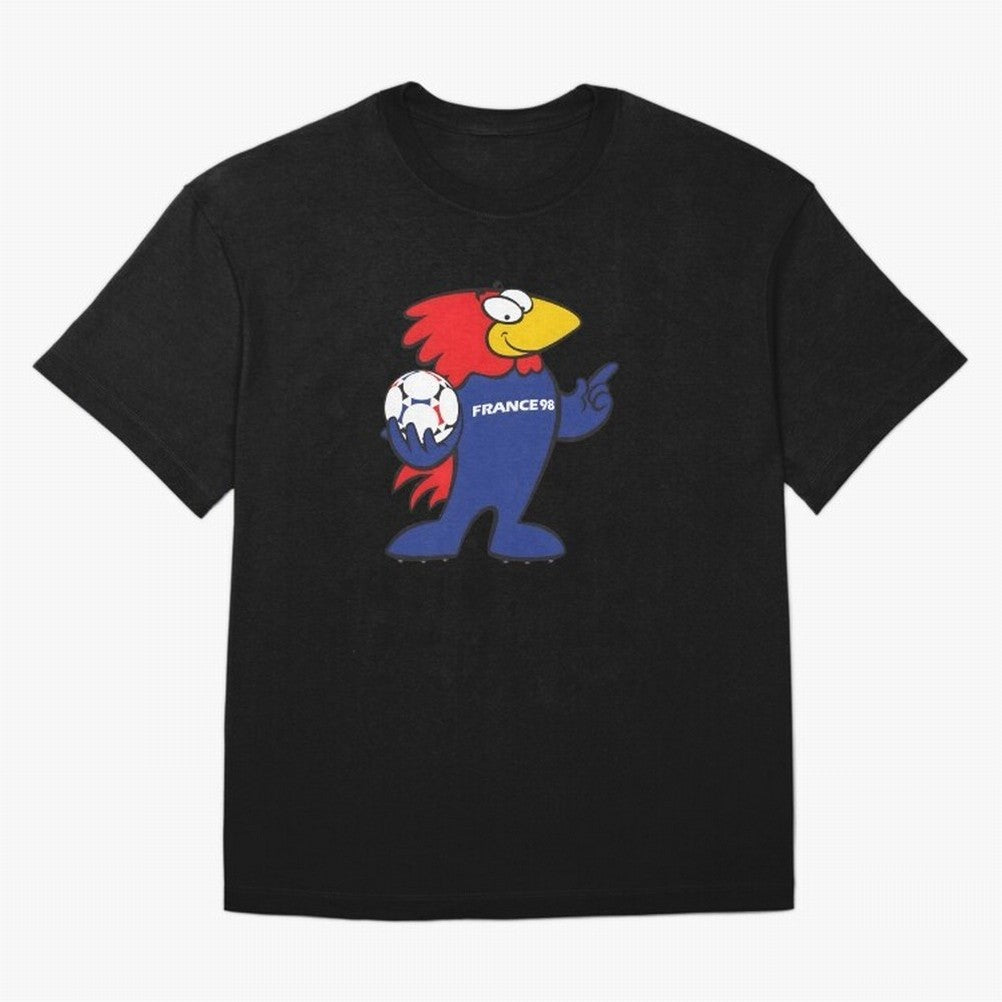 Footix - World Cup 98' Mascote Logo Oversized T-Shirt Share the Excitement of FIFA World Cup 2026 Group Stage Highlighting Mbappe, Argentina and Brazil Energy, Football History, Final Match Energy, Crowd Noise and Once in a Lifetime Moments;