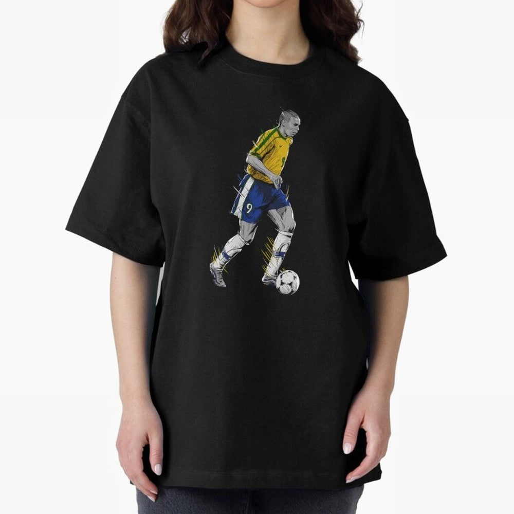 Ronaldo R9 Phenomenon Oversized T-Shirt Represent FIFA World Cup 2026 for Fans of Messi, Neymar and Mbappe and England and Germany, Bringing Tournament Hype, Historic Matchups, Family Viewing Parties and Global Sports Pride; Perfect for Supporters