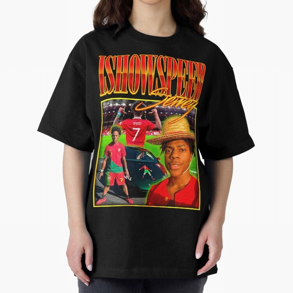 IShowSpeed Vintage Retro Y2K Design Oversized T-Shirt Support the Legends of FIFA World Cup 2026 Group Stage Centered on Haaland and Mbappe, England, France and Netherlands Energy, Championship Spirit, Famous Goals, Roaring Crowds and International