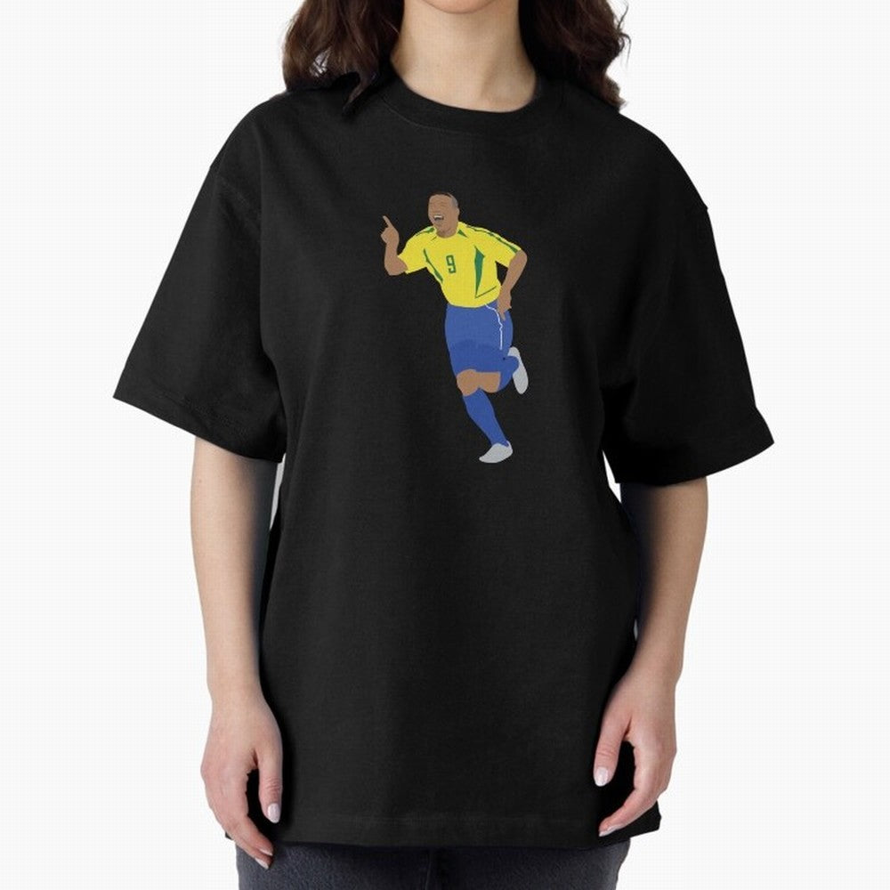 R9 Brazil - Ronaldo Oversized T-Shirt Honor Football Greatness during FIFA World Cup 2026 with Cristiano Ronaldo, Haaland and CR7, Brazil Energy, Football History, Final Match Energy, Crowd Noise and Once in a Lifetime Moments; Ideal for Fans Who