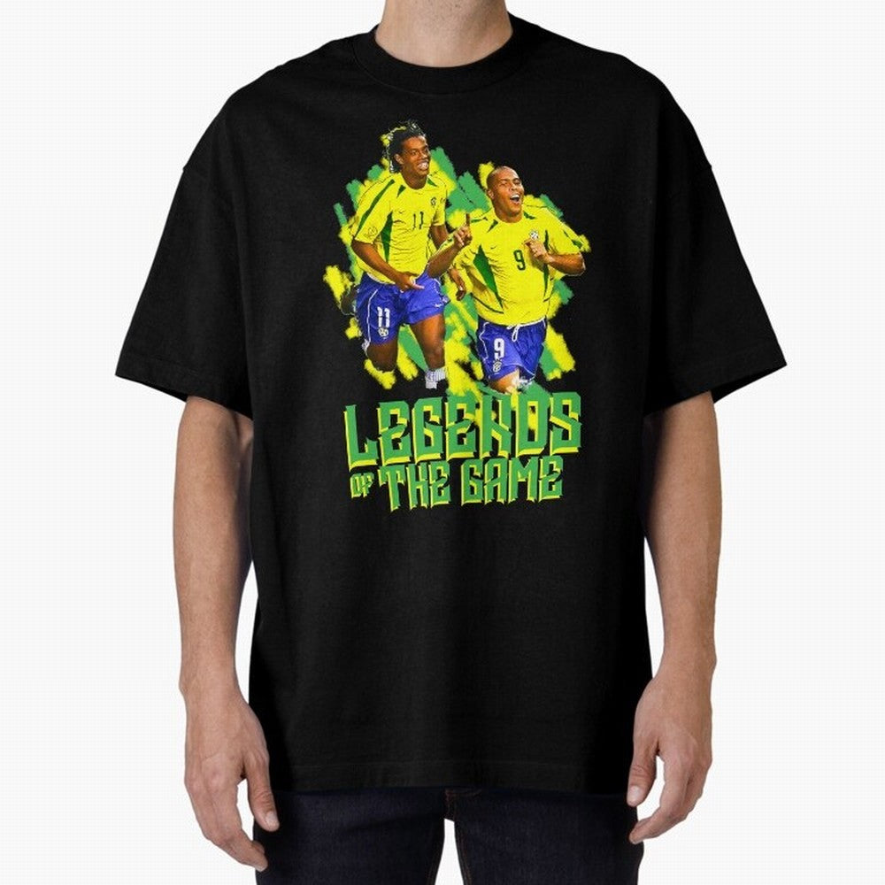 Ronaldinho and ronaldo brazil football print art Oversized T-Shirt Bring a Vintage Feel to Global Football Passion for FIFA World Cup 2026 USA Canada Mexico, Connected to Cristiano Ronaldo, Germany, Tournament Hype, Historic Matchups, Family