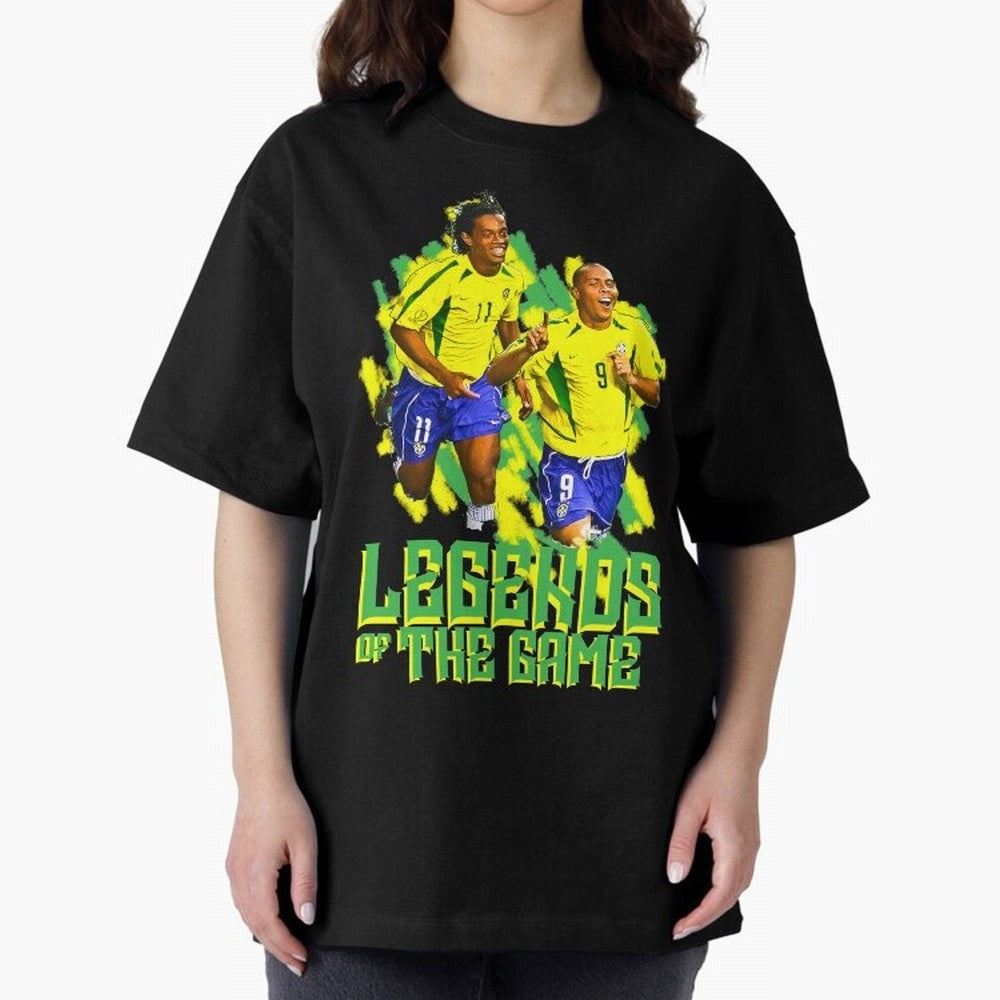 Ronaldinho and ronaldo brazil football print art Oversized T-Shirt Bring a Vintage Feel to Global Football Passion for FIFA World Cup 2026 USA Canada Mexico, Connected to Cristiano Ronaldo, Germany, Tournament Hype, Historic Matchups, Family