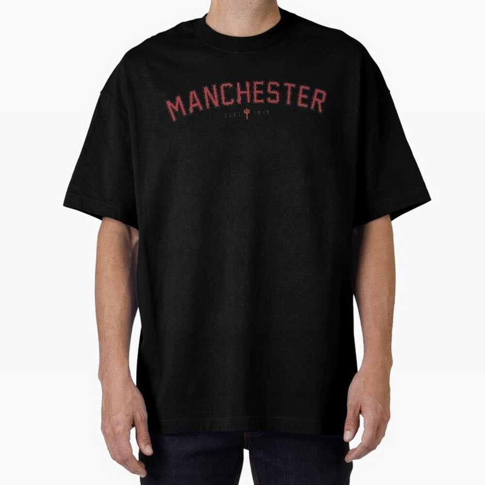 Manchester Retro Typography - MUFC Unofficial Merch Oversized T-Shirt Honor FIFA World Cup 2026 USA Canada Mexico Driven by Neymar, Portugal Energy, Goal Celebration Energy, Supporter Heritage, Football Icons and Worldwide Tournament Joy; Ideal for