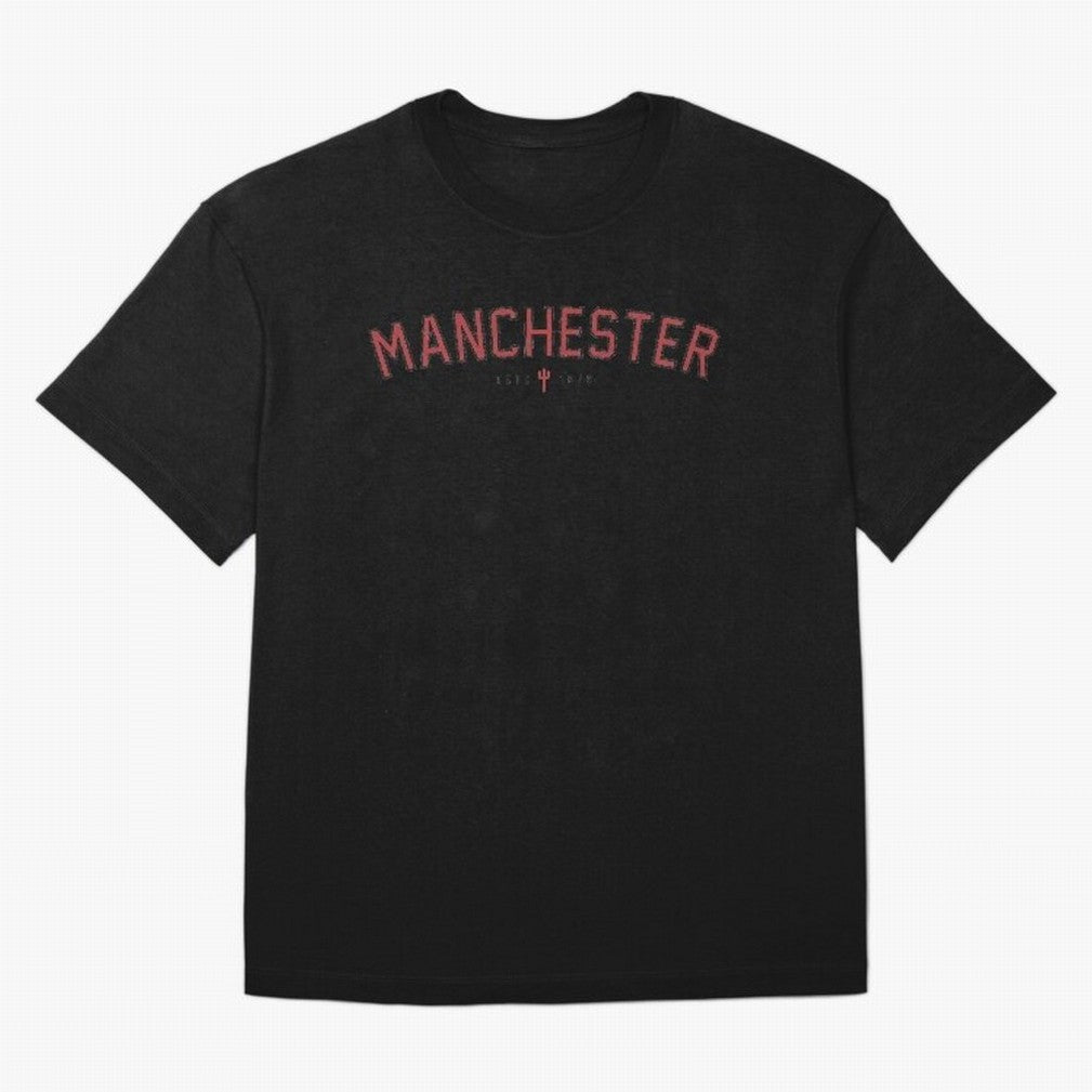 Manchester Retro Typography - MUFC Unofficial Merch Oversized T-Shirt Honor FIFA World Cup 2026 USA Canada Mexico Driven by Neymar, Portugal Energy, Goal Celebration Energy, Supporter Heritage, Football Icons and Worldwide Tournament Joy; Ideal for