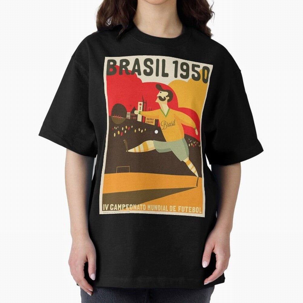 Brasil 1950 World Cup Oversized T-Shirt Unlock FIFA World Cup 2026 Driven by Messi, Neymar and Mbappe, Spain Energy, Worldwide Fan Energy, Dramatic Goals, Stadium Lights and Championship Celebrations; Ideal for Football Dads, Football Moms,