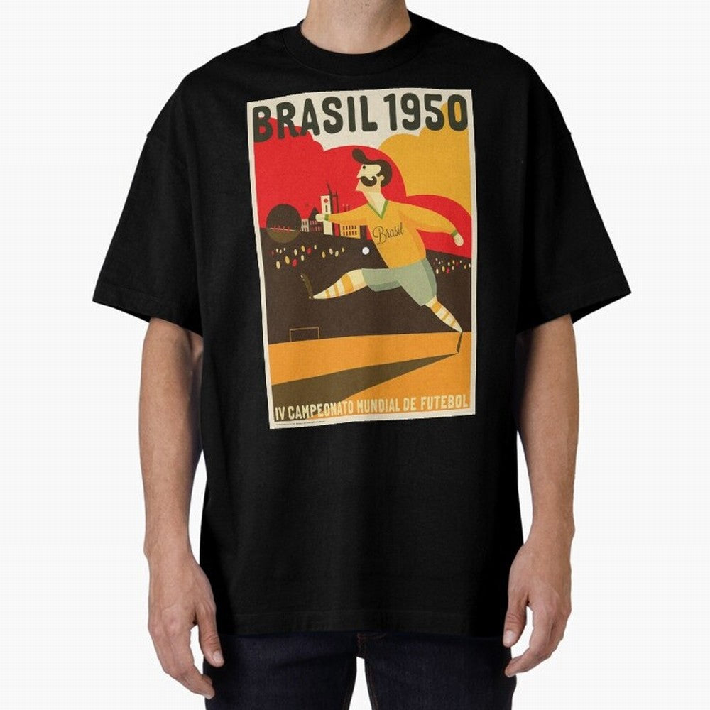 Brasil 1950 World Cup Oversized T-Shirt Unlock FIFA World Cup 2026 Driven by Messi, Neymar and Mbappe, Spain Energy, Worldwide Fan Energy, Dramatic Goals, Stadium Lights and Championship Celebrations; Ideal for Football Dads, Football Moms,