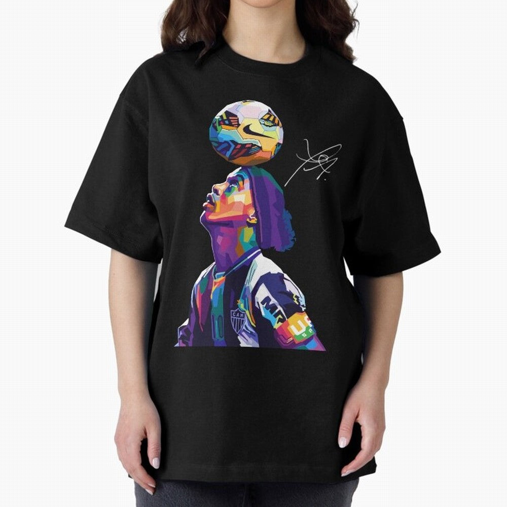 Ronaldinho Wpap Pop Art Oversized T-Shirt Celebrate the Biggest Stage of Global Football Passion for FIFA World Cup 2026, Filled with Cristiano Ronaldo, Argentina, France and Brazil, Champion Mindset, Group Stage Buzz, Knockout Tension and
