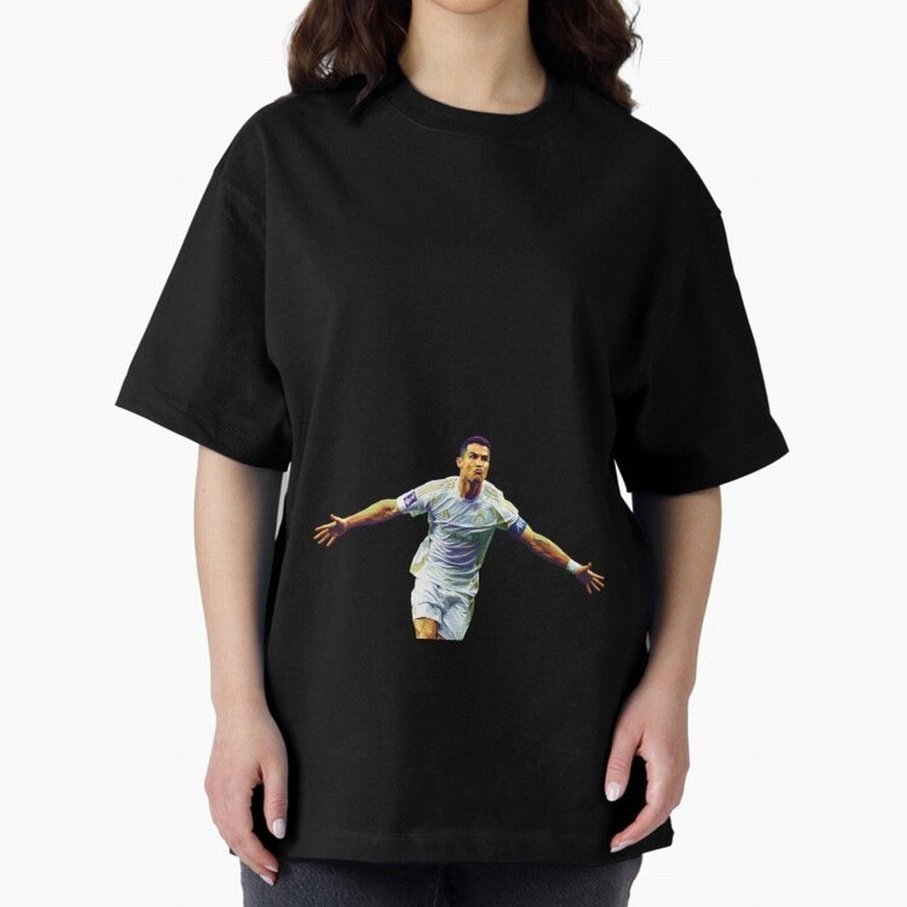 Ronaldo pop art Oversized T-Shirt Show Match Day Excitement for FIFA World Cup 2026 Featuring Messi, CR7 and Mbappe, Netherlands Energy, Tournament Hype, Historic Matchups, Family Viewing Parties and Global Sports Pride; Ideal for Fans Who Follow
