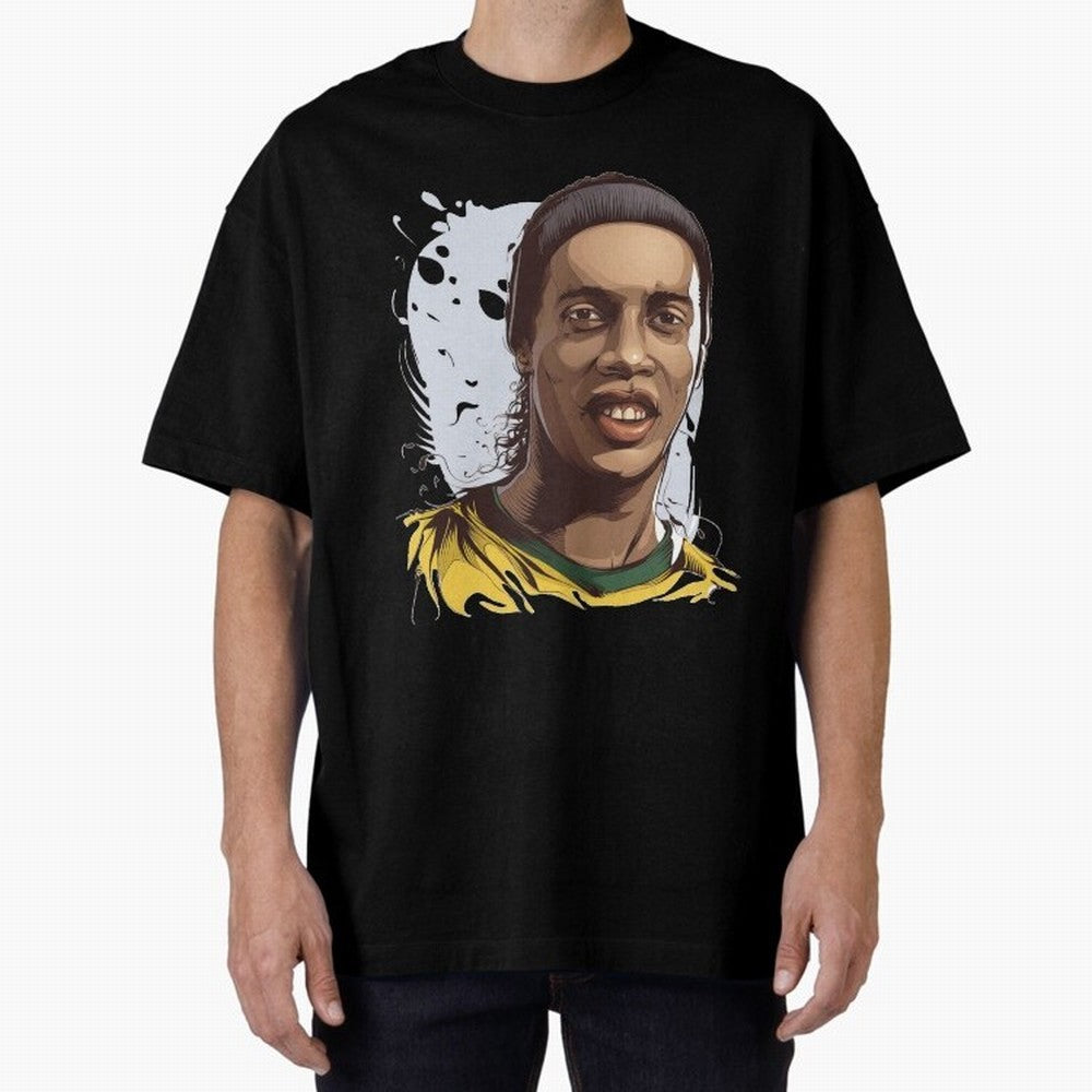 Illustration Ronaldinho Art Oversized T-Shirt Support the Legends of FIFA World Cup 2026 Group Stage Spirit, Inspired by France, CR7 and Messi, Champion Mindset, Group Stage Buzz, Knockout Tension and Passionate Fan Culture; Great for Supporters