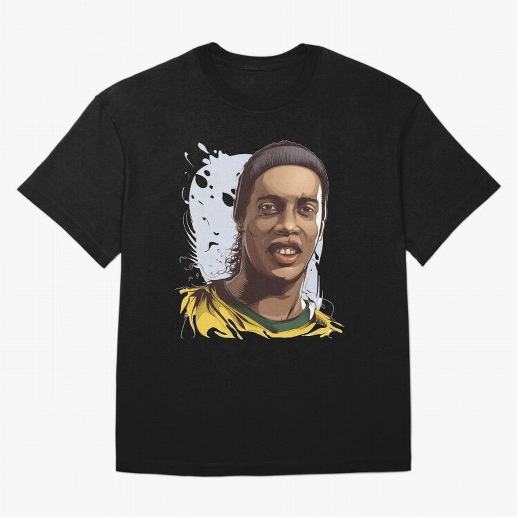 Illustration Ronaldinho Art Oversized T-Shirt Support the Legends of FIFA World Cup 2026 Group Stage Spirit, Inspired by France, CR7 and Messi, Champion Mindset, Group Stage Buzz, Knockout Tension and Passionate Fan Culture; Great for Supporters