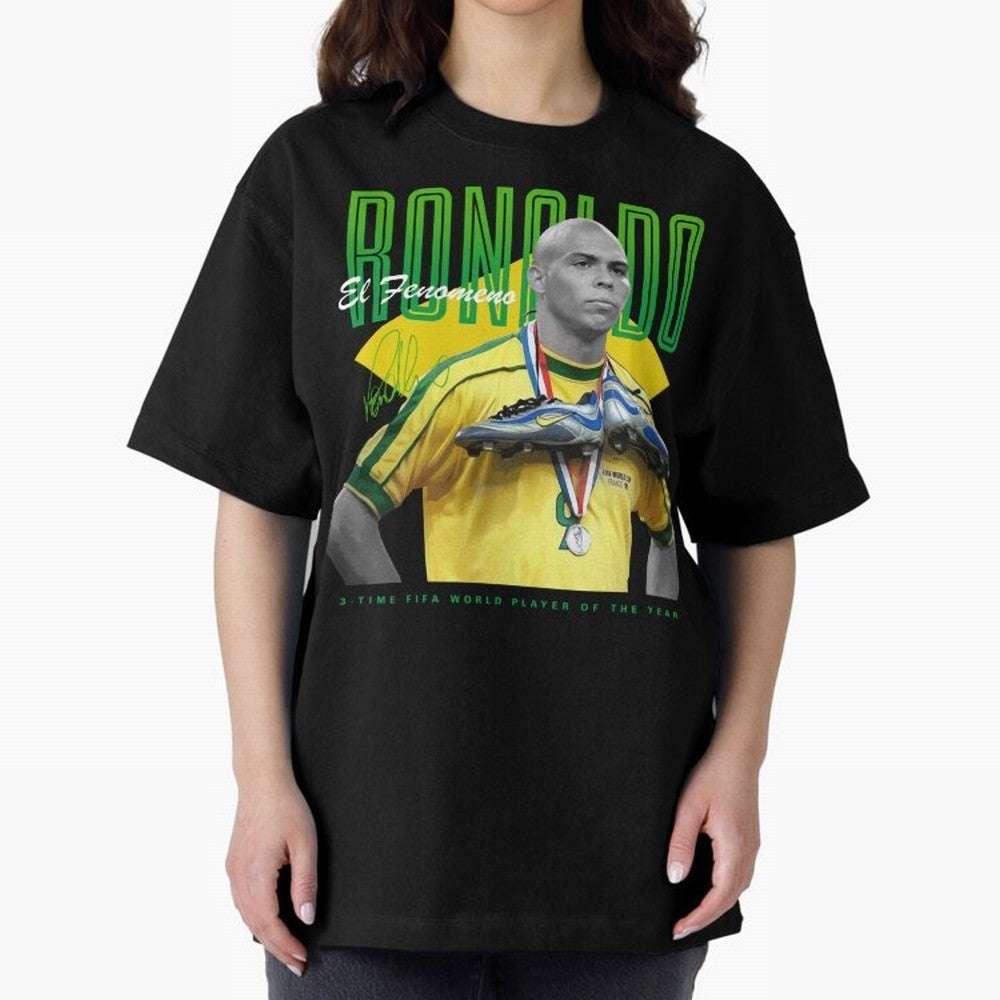 Ronaldo 3 Time Fifa World Player Of The Year Oversized T-Shirt Celebrate the Magic of FIFA World Cup 2026 USA Canada Mexico Connected to Cristiano Ronaldo, Haaland and CR7, Brazil, Portugal and Argentina Energy, Retro Football Energy, Iconic