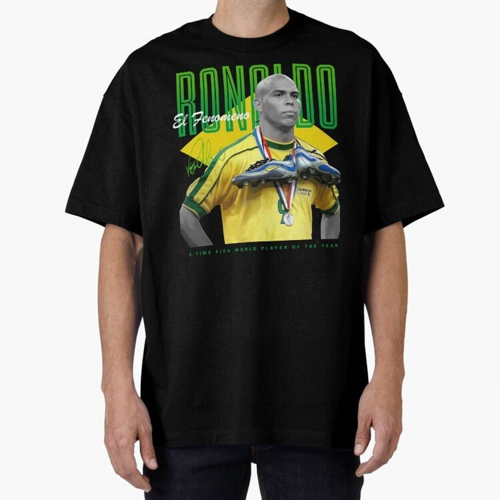 Ronaldo 3 Time Fifa World Player Of The Year Oversized T-Shirt Celebrate the Magic of FIFA World Cup 2026 USA Canada Mexico Connected to Cristiano Ronaldo, Haaland and CR7, Brazil, Portugal and Argentina Energy, Retro Football Energy, Iconic