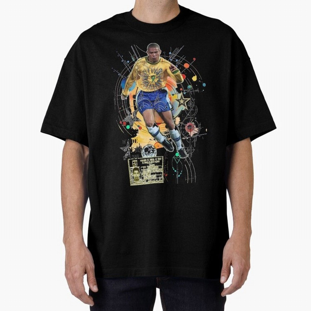 Ronaldo Nazario Football Playmaker Oversized T-Shirt Bring Match Day Fire to FIFA World Cup 2026 Spirit, Connected to England, Messi and Cristiano Ronaldo, Game Day Rituals, Football Legends, Country Pride and the Road to the Final; Made for Die