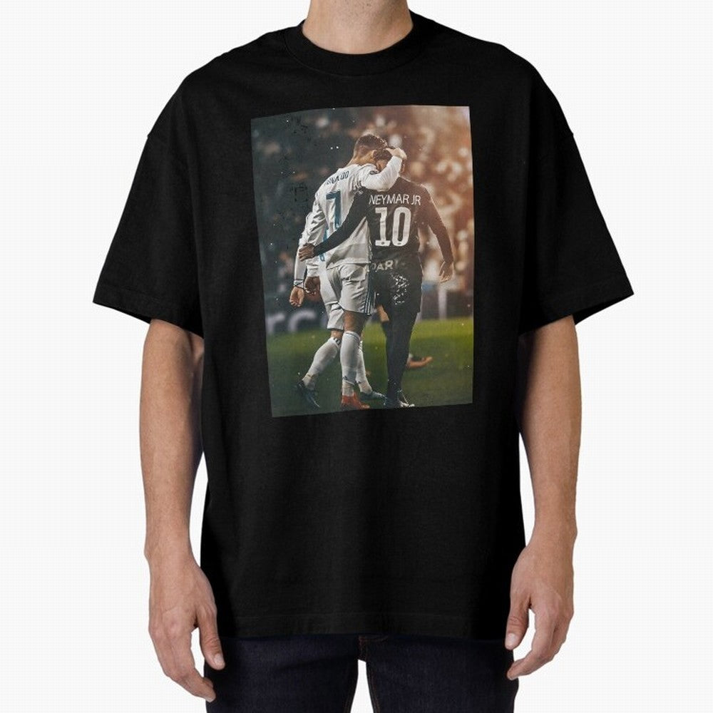 Neymar and Ronaldo Poster	 Oversized T-Shirt Make Every Kick Count in Match Day Hype around FIFA World Cup 2026 Group Stage, Mbappe and Neymar, Argentina, France and Brazil, Retro Football Energy, Iconic Rivalries, Trophy Chase Drama and Stadium