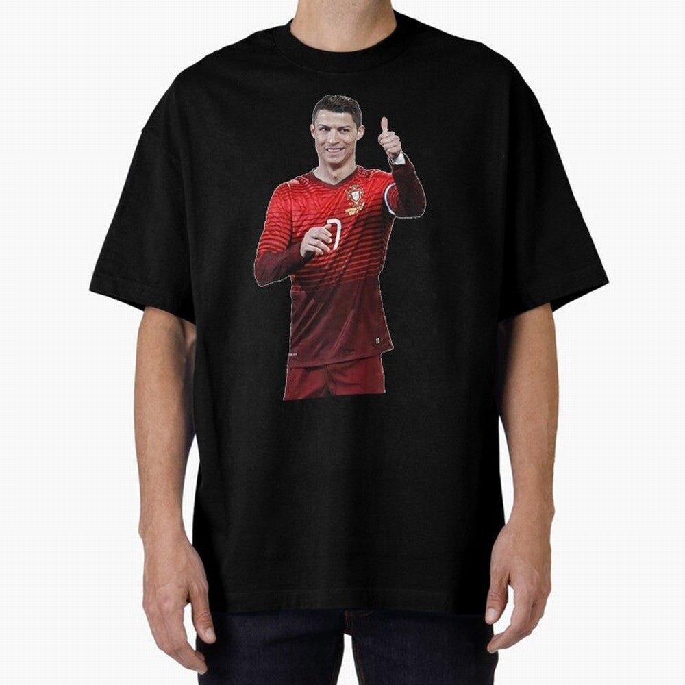 Ronaldo Thumbs Up Oversized T-Shirt Step into Match Day Hype around FIFA World Cup 2026 USA Canada Mexico, Mbappe and Neymar, Spain and Netherlands, Match Day Excitement, Supporter Culture, Golden Goals and Global Football Passion; Ideal for