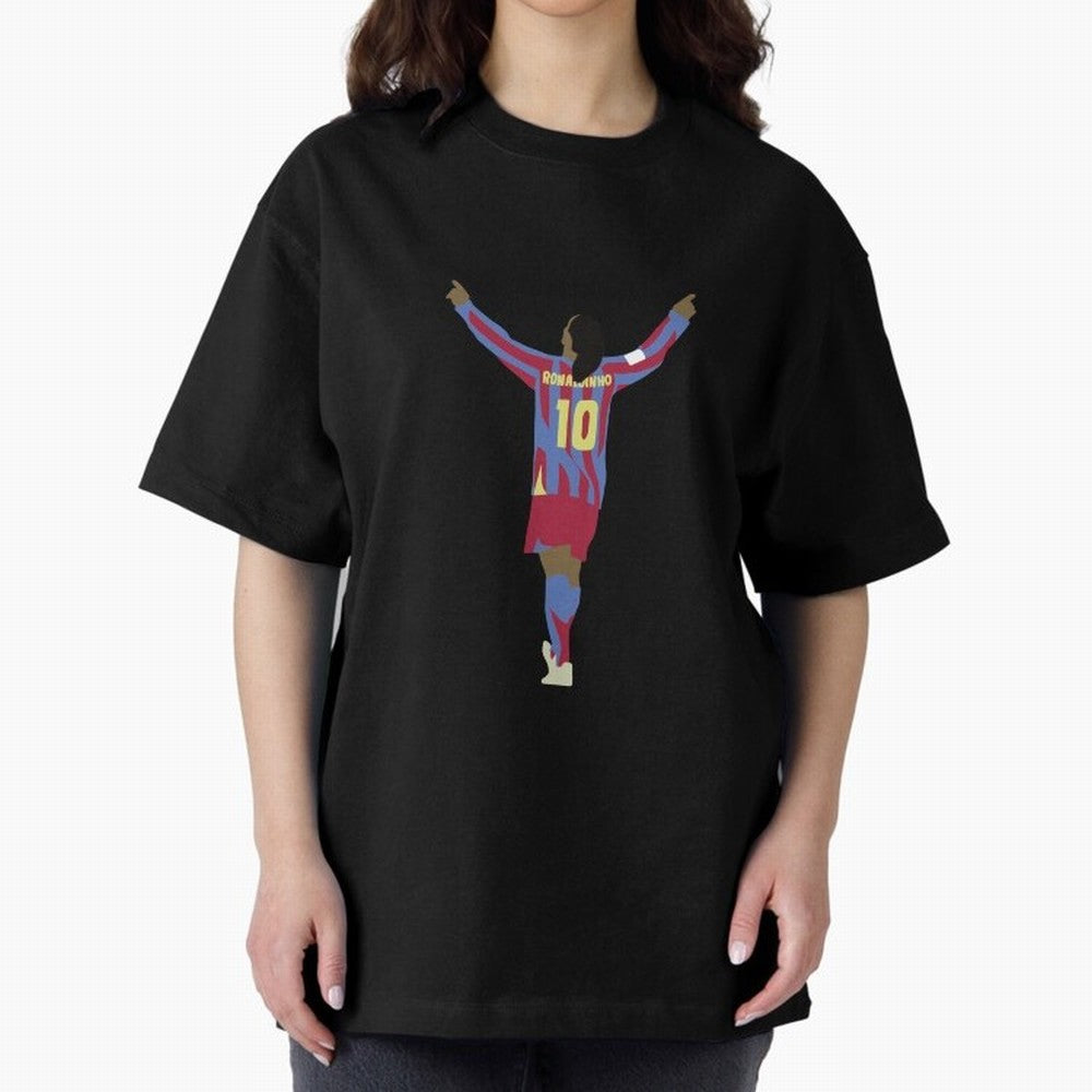 Ronaldinho FC Barcelona Oversized T-Shirt Celebrate Unforgettable Nights in Global Football Passion for FIFA World Cup 2026 Group Stage, Built around Mbappe and Neymar, Portugal, Supporter Pride, Iconic Celebrations, Legendary Names and Global