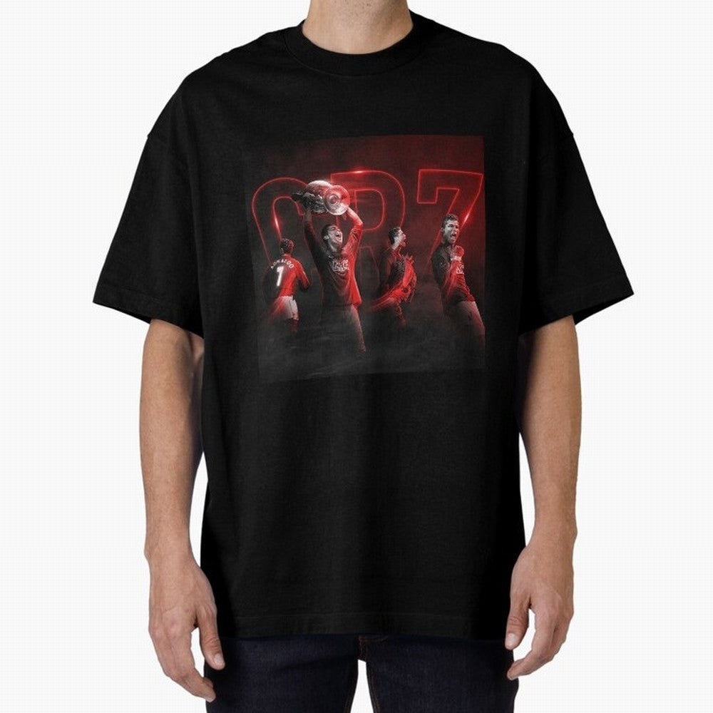 Cristiano Ronaldo in Manchester United Oversized T-Shirt Show Your Tournament Heart for FIFA World Cup 2026 Spirit, Inspired by Germany, Cristiano Ronaldo, Haaland and CR7, Championship Spirit, Famous Goals, Roaring Crowds and International